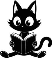 cat reading book isolated on white background vector