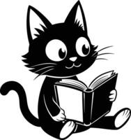 cat reading book isolated on white background vector