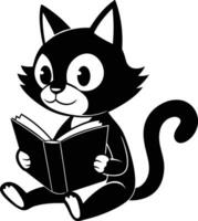 cat reading book isolated on white background vector