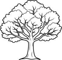 Silhouette of Oak Tree on white background eps 10 vector