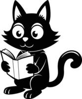 cat reading book isolated on white background vector
