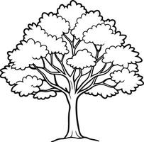 Silhouette of Oak Tree on white background eps 10 vector