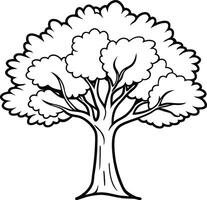 Silhouette of Oak Tree on white background eps 10 vector
