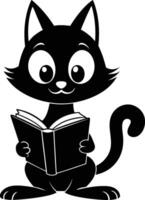 cat reading book isolated on white background vector