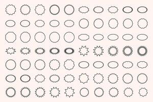 Set of price sticker, sunburst badges icon with outline concept for speech bubble set, labels, stickers vector