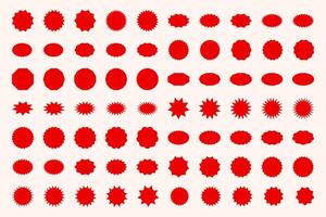 Set of red price sticker, sunburst badges icon for speech bubble set, labels, stickers vector