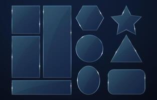A set of transparent Glass banners with highlights in the style of glassmorphism vector