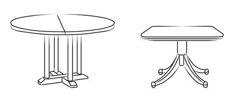 Tables outline, silhouette sketch, front view vector