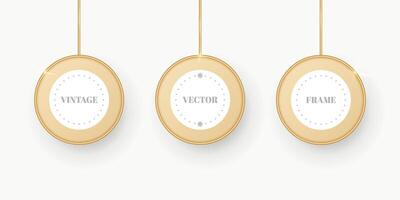 Gold glowing vintage frame. Frame template vector