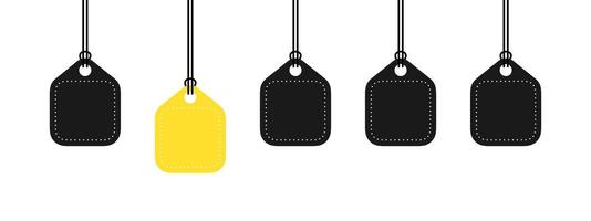 Empty price tags set. Cloth label tag blank mockup vector