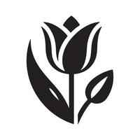 tulip flower silhouette - flat design icon with a white background vector