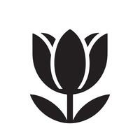 tulip flower silhouette - flat design icon with a white background vector