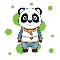 Cute Cartoon Panda Character in Winter Outfit vector