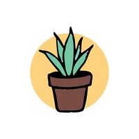 Cute Hand Drawn Aloe Vera in Pot Illustration vector