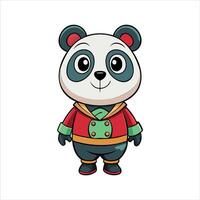 Cute Cartoon Panda in a Red Outfit vector