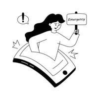 Try this perfect hand drawn illustration of emergency call vector