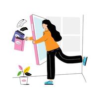 Give a try to this flat illustration of books searching vector
