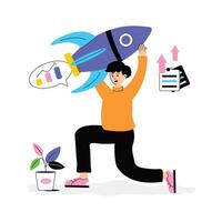 Try this perfect flat illustration of business startup vector