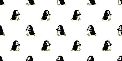 penguin seamless pattern bird duck running cartoon repeat wallpaper tile background gift wrapping paper illustration design scarf isolated vector