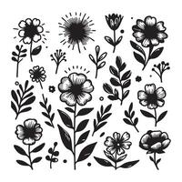 Hand drawn flower doodles. Hand drawn sketch of spring flower plant. simple flower with white background vector