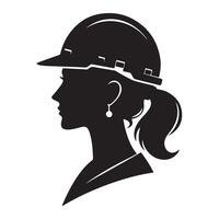 Profile silhouette of a female architect, engineer or construction worker. illustration with white background vector