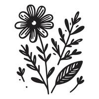 Hand drawn flower doodles. Hand drawn sketch of spring flower plant. simple flower with white background vector
