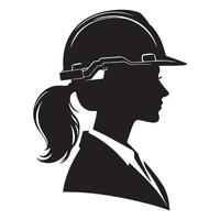 Profile silhouette of a female architect, engineer or construction worker. illustration with white background vector