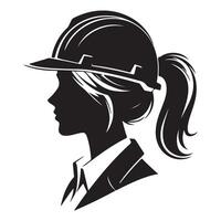 Profile silhouette of a female architect, engineer or construction worker. illustration with white background vector