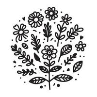 Hand drawn flower doodles. Hand drawn sketch of spring flower plant. simple flower with white background vector
