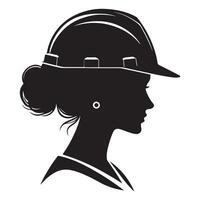 Profile silhouette of a female architect, engineer or construction worker. illustration with white background vector