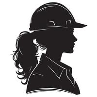 Profile silhouette of a female architect, engineer or construction worker. illustration with white background vector