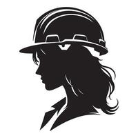 Profile silhouette of a female architect, engineer or construction worker. illustration with white background vector