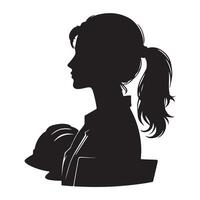 Profile silhouette of a female architect, engineer or construction worker. illustration with white background vector