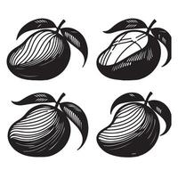 A single line black mango silhouette set of white background vector