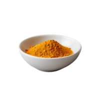 Turmeric powder in a white bowl isolated on transparent background png