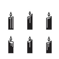 A single line black candle silhouette set white background vector