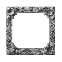 an ornate frame with a silver finish png
