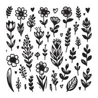 Hand drawn flower doodles. Hand drawn sketch of spring flower plant. simple flower with white background vector