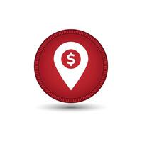Dollar and pin icon combination. Dollar map marker rounded icon. Symbol and sign illustration design. vector