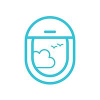 View trough plane window icon. Isolated on white background. vector