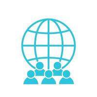 World, globe and people. Volunteers. Isolated on white background. vector