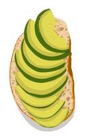 Slice of avocado lined up bread toast vector