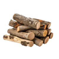 A minimalist composition featuring a single pile of logs isolated on a transparent background png
