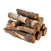 A minimalist composition featuring a single pile of logs isolated on a transparent background png