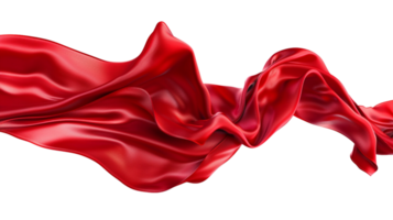 A flowing red silk fabric caught in mid-air on a transparent background png