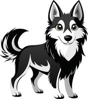 husky dog black and white vector