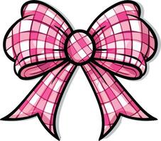 Whimsical Pink Polka Dot and Striped Bow with Purple Trim Isolated on White Background Ideal for Creative and Decorative Projects vector