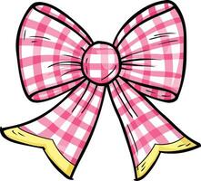Luxurious Pink Silk Gift Bow with Ribbon Tails Isolated on White for Elegant Present Wrapping and Decorative Designs vector