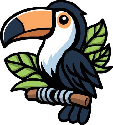Cute Toucan Bird Mascot Illustration