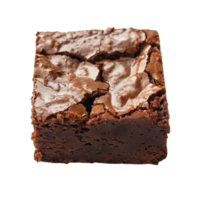 A close-up shot of a decadent chocolate brownie with rich, gooey texture isolated on a transparent background png